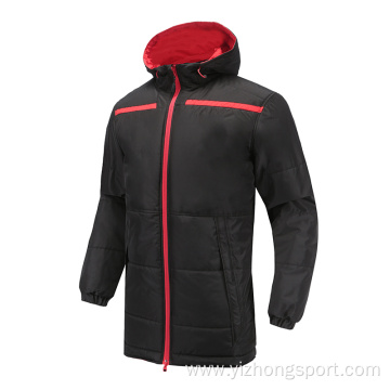 Mens Soccer Wear Zip Up Hoodies Black Red